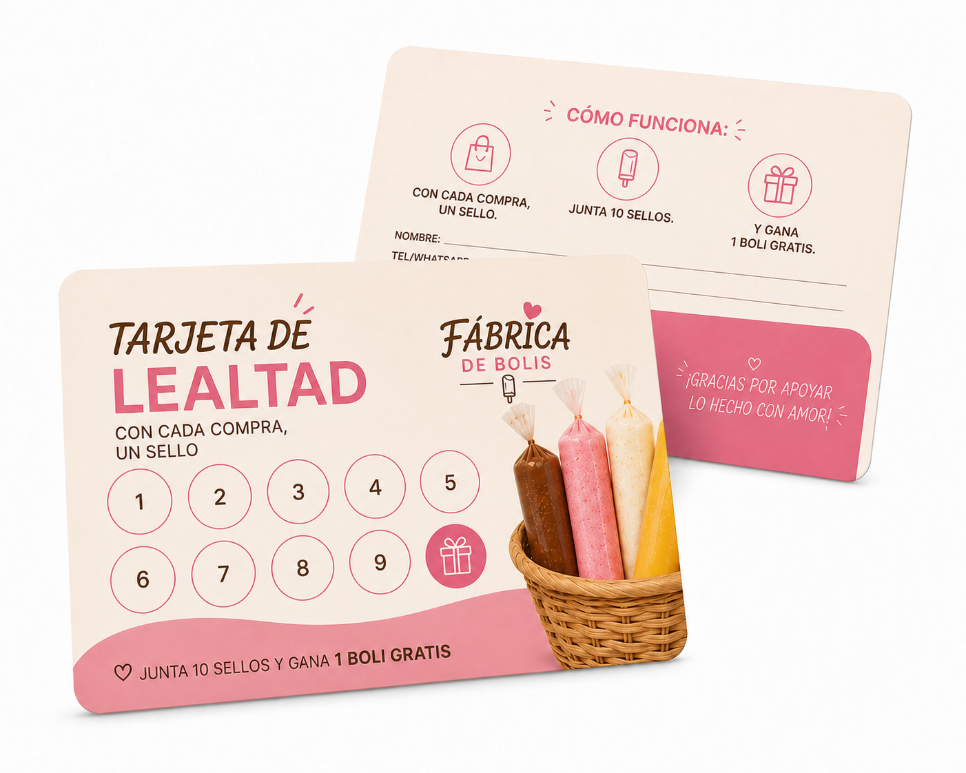 Tarjeta para motivar a los clientes a comprar de nuevo