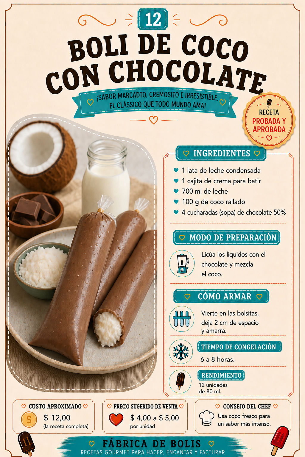 Preparación organizada de boli de coco con chocolate
